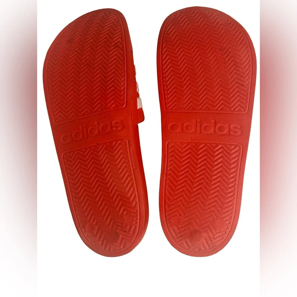 Adidas Men’s Red Sportswear Adilette Cloudfoam Shower Sliders EUC Size 13